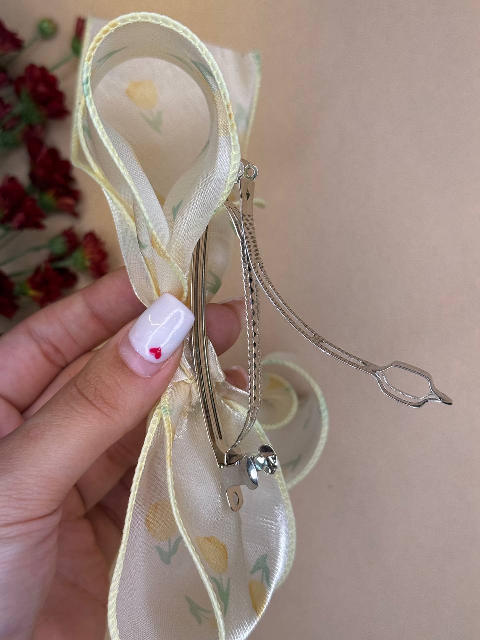 گیره فرانسوی حریر با طرح گل لاله — تصویر 4